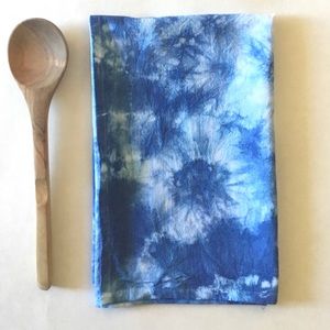 Shibori Indigo Blue Tie Dye 100% Cotton Flour Sack Dish Tea Towel Hand Dyed
